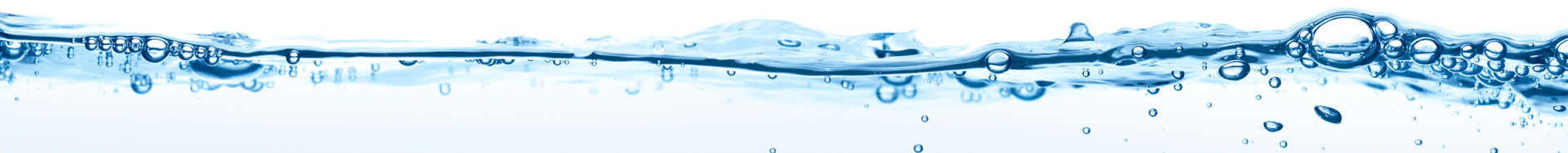 A close-up of clear water with bubbles against a white background